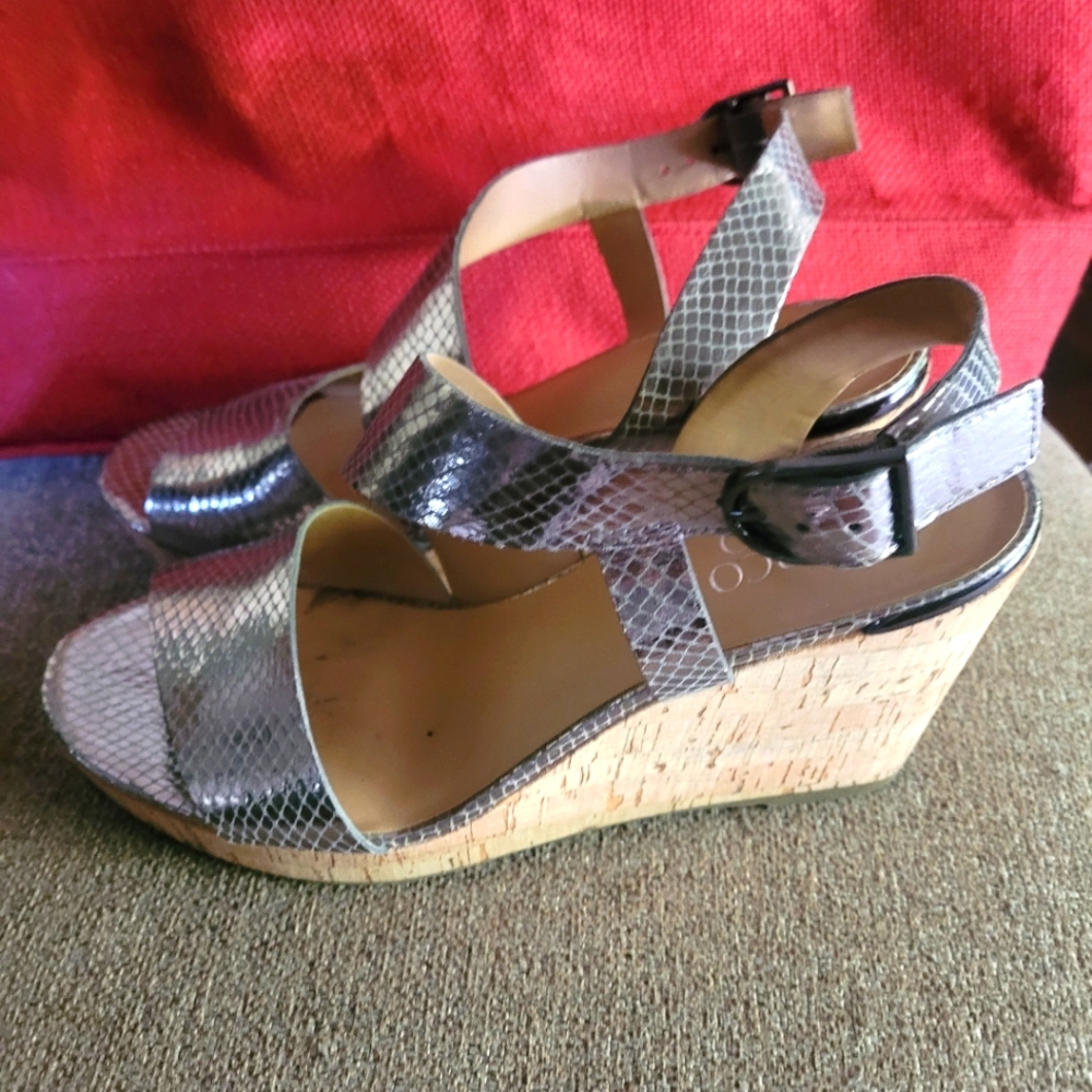 Barely used Franco Sarto Silver wedges, size 8